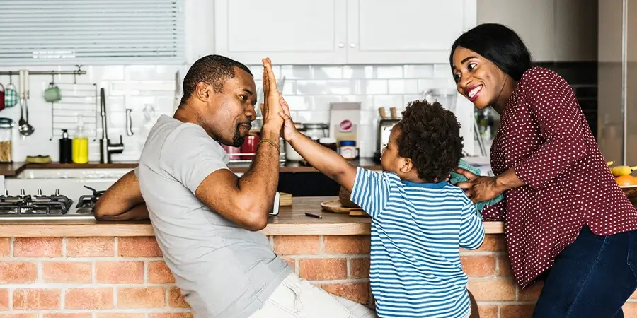 family in kitchen